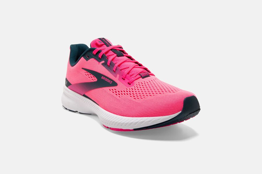 Launch 8 Road Brooks Running Shoes NZ Womens - Pink/Navy - CSANZH-651